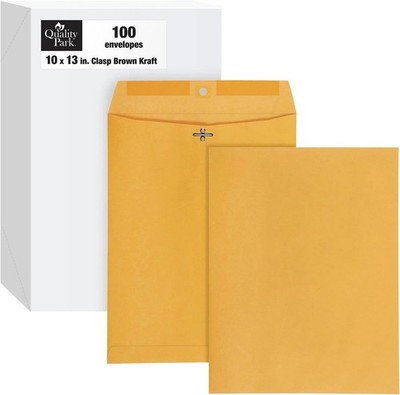 100 Business Envelopes 10x13 Kraft Clasp Manila Catalog Yellow Brown Flap 100pcs