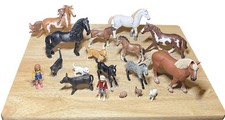 Huge Schleich Figure Lot - Horses, Cat, Dogs, Cow, Girl Figures - 18 Figures