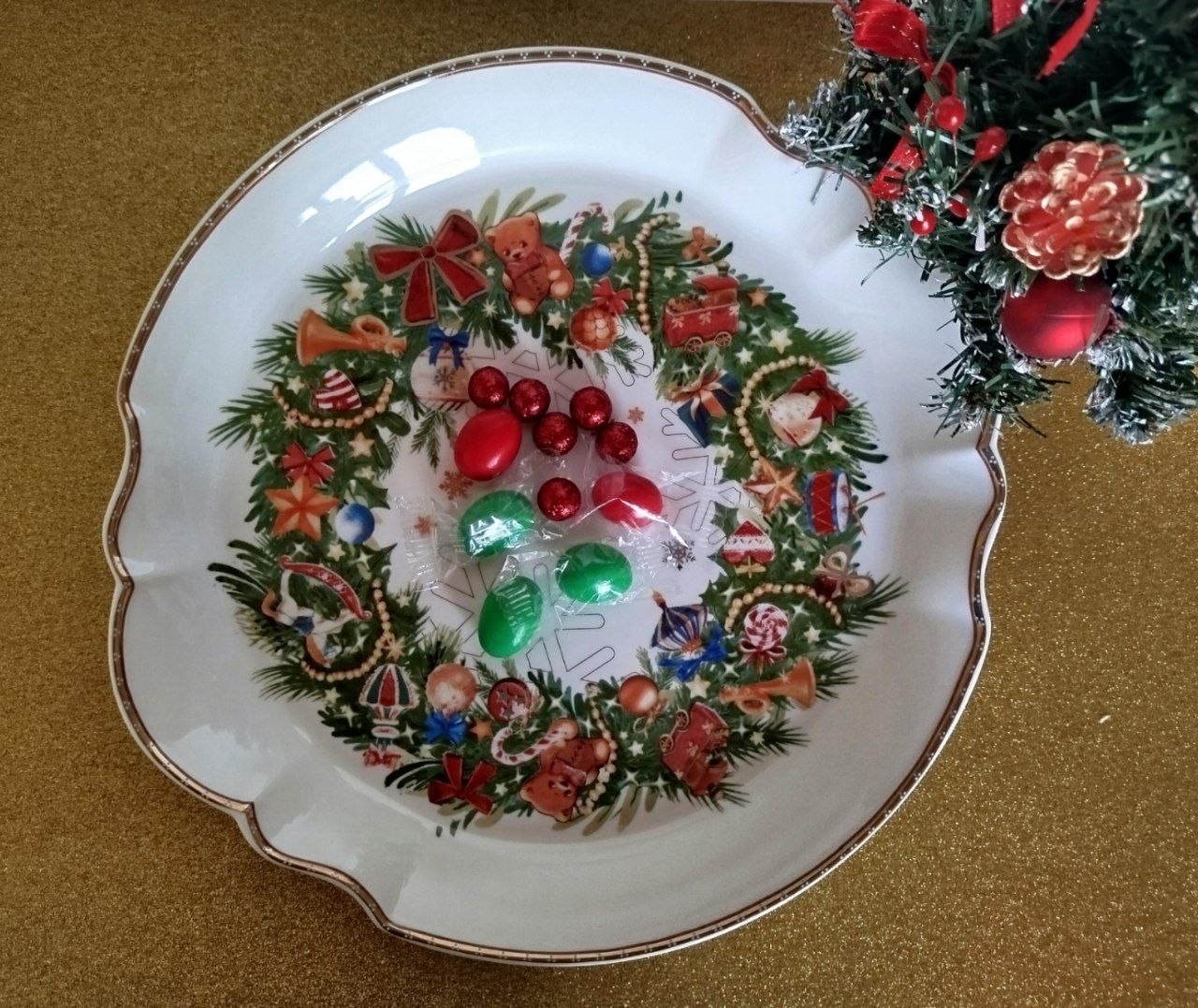 Brandani Piatto Portata Christmas Porcellana diametro 33, foto 4