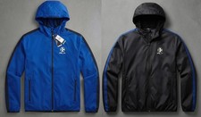 Polo Ralph Lauren RLX Mens Black Blue Hooded Light Zip Windbreaker Jacket NWT