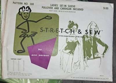 Vtg 1967 Stretch & Sew Sewing Pattern 300 Tops Size 28-44 Uncut Cardigan & Top