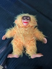 Vintage Rare Rubber Face Monkey Plush Chimp Creepy Yellow Moving Eyes S5 