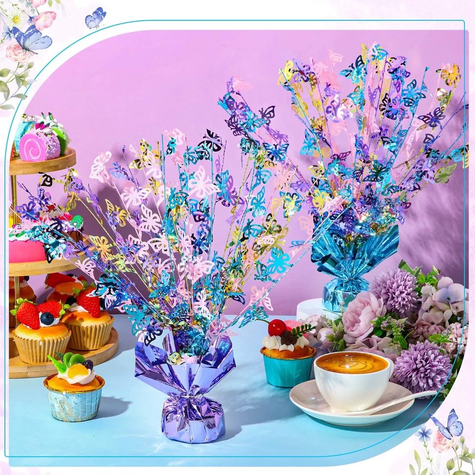 3 Piece Butterfly Table Decorations Metallic Gleam Foil Spray Centerpieces Mu... - Image 3 of 4