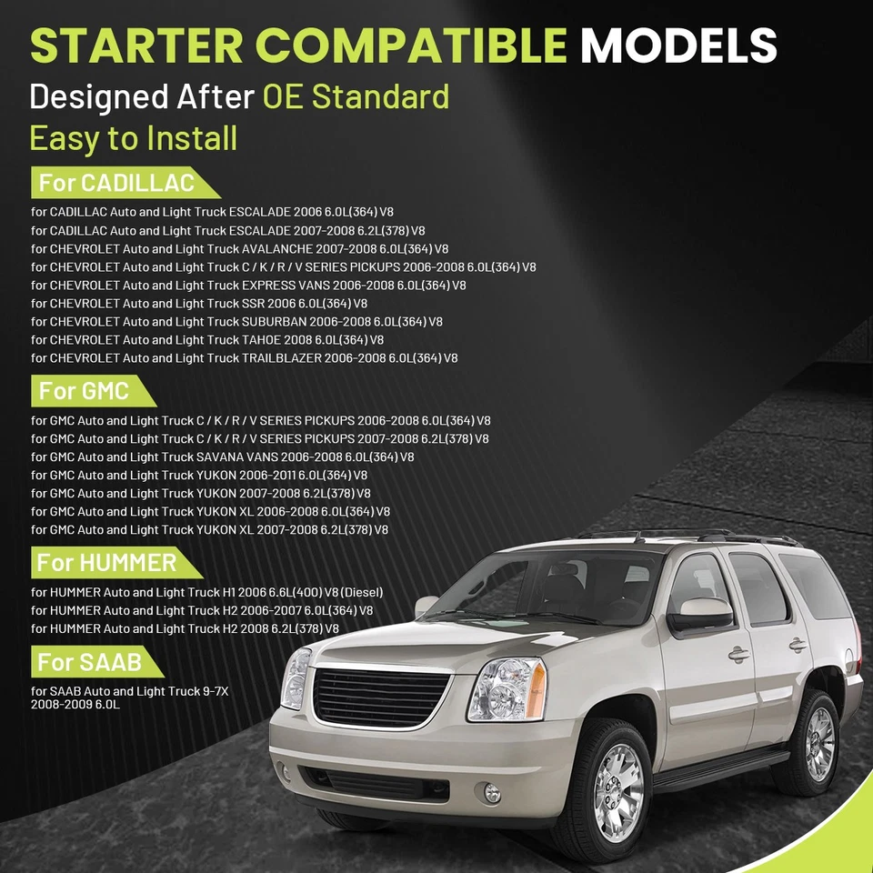 Starter For Cadillac Escalade ESV EXT 2006-2008 12588052 89017844 SDR0345 - Image 2 of 4