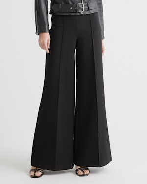 Quince Women Ultra-Stretch Ponte Super Wide Leg Pants Black S