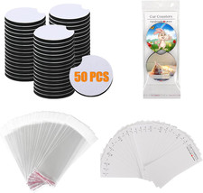 100Pcs Sublimation Car Coasters Blanks Set, 50 Pcs 2.75/0.25 in Neoprene Roun...
