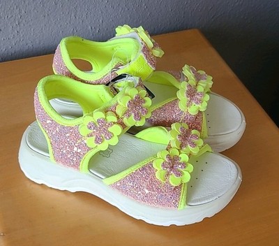 NEU PRIMIGI Mädchen Sandalen Gr. 29 rosa Glitzer + Gelb-Grün,  shock abserber