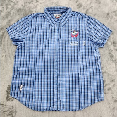 Vintage 90s Jerry Leigh Maxine Shirt Womens L Blue Plaid DONT WORRY BE CRABBY