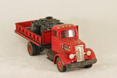 CMW - #31137- White Super Power Single Tandem Tractor-w/GCLaser Lowside Flatbed