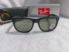 54mm Ray-Ban RB4165 601/71 Justin Black Frame Green Polarized Lenses Sunglasses