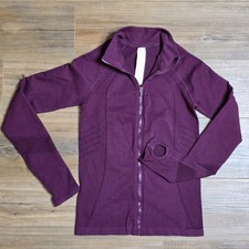 Fabletics Women Medium Jacket Dark Purple Delta Seamless Zip Stretch Thumb Hole