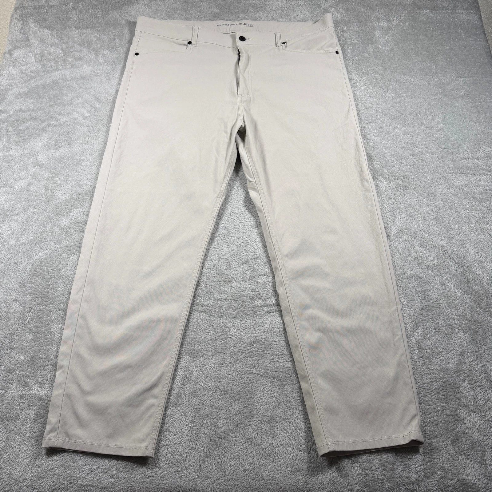 Western Rise Evolution Pant Mens 40x30 Beige Slim Fit Performance Travel Golf