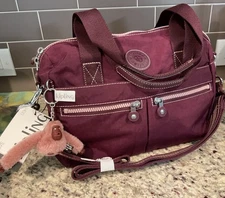 KIPLING KLARA  Satchel/Crossbody KIB2T3 Dark Plum Monkey-Flynn MSRP $134 NWT