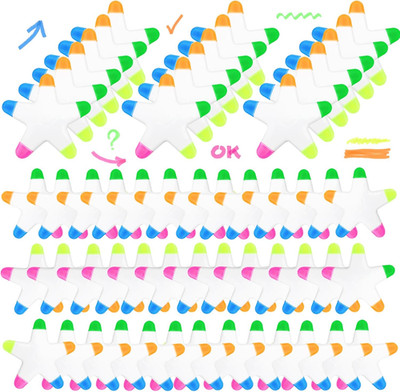 100 PCS Star Highlighters Bulk 5-In-1 Colorful Watercolor Highlighter Pens Assor