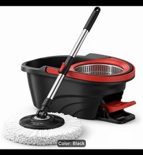 Spin Mop & Bucket Set with Stainless Steel Wringer, Adjustable Handle (48&ndash;135cm)