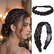 Braided Headbands for Women 2Pcs Handmade Fashion Braid Headband Dark Brown