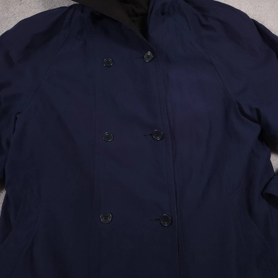 Vintage Jones New York Coat Womens 16R Hooded Trench Double Breasted 90s - Image 3 of 4