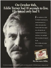 Vintage Print Ad Miller High Life - Eddie Turner Had 10 Seconds To Live - 1990
