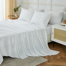 6 PCS White King Sheets Set Hotel Luxury Microfiber 1800 Series 14 Inch Deep