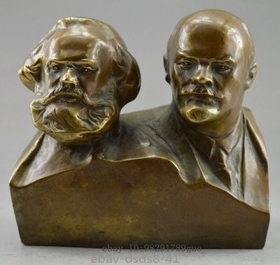 Great Communist Marx and Lenin Bust Bronze Statue Handcarved Figures Statues