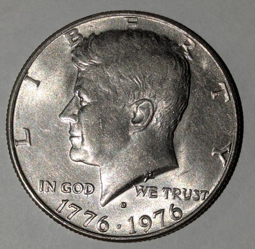 1776-1976 D Bicentennial Kennedy Half Dollar, Filled Mint Mark Error. 50 Yrs Old