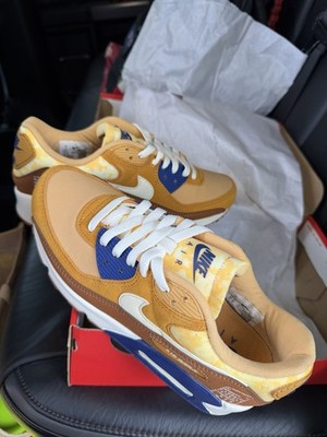 Nike Air Max 90 Yellow Brown Blue White Men's Athletic Sneakers Low Top
