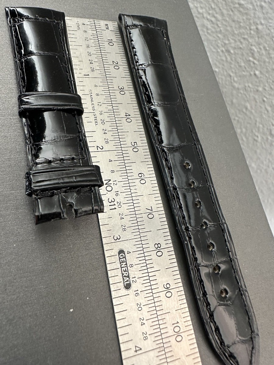 New OEM Jaeger LeCoultre 18mm X 16mm Shiny Black Alligator