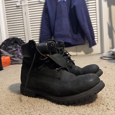 Timberland 6 Inch Premium Boots Mens Size 9 M Black Nubuck Leather Waterproof