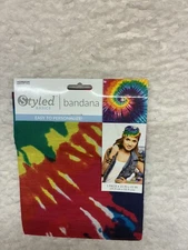 Styled Basics Bandana Unisex 22x22 Rainbow Tie Dye Cotton Head Wrap Scarf New