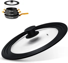 Universal Lid for Pots, Pans and Skillets, Heat Resistant Silicone Rim and Tempe
