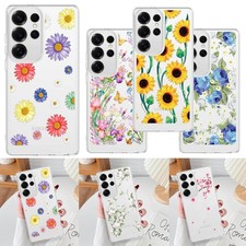 Phone Case For Samsung Galaxy S25 Edge S24 S23 S22 A34 A54 Floral Flexible Cover