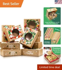 Christmas Cookie Boxes for Gift Giving - 12 Kraft Christmas Cookie Tins With ...