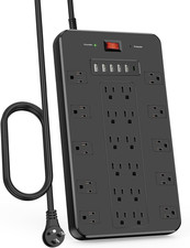 Surge Protector Power Strip, 22 AC Multiple Outlets with 6 USB 1 USB-C , 6.5Ft