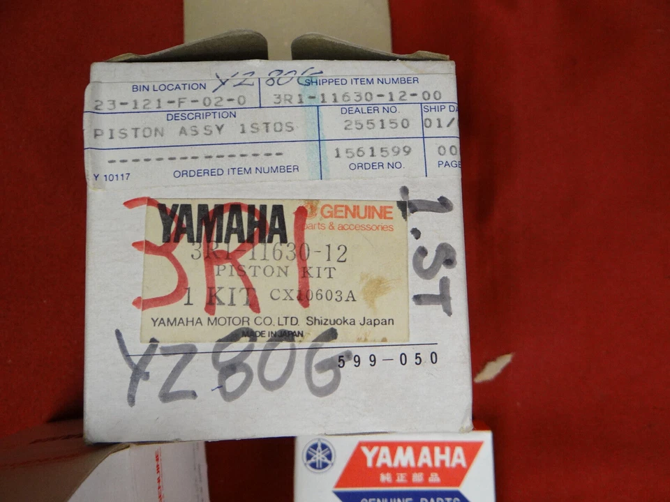 Kit de pistón Yamaha, NOS 1er sistema operativo, 1980 YZ80 YZ80G, 3R1-11630-12-00 Foto 2 de 2