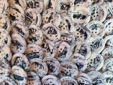 25mm x 10 Ivory White Black Splash Nautical Style 4 Hole Buttons + A Free Gift !