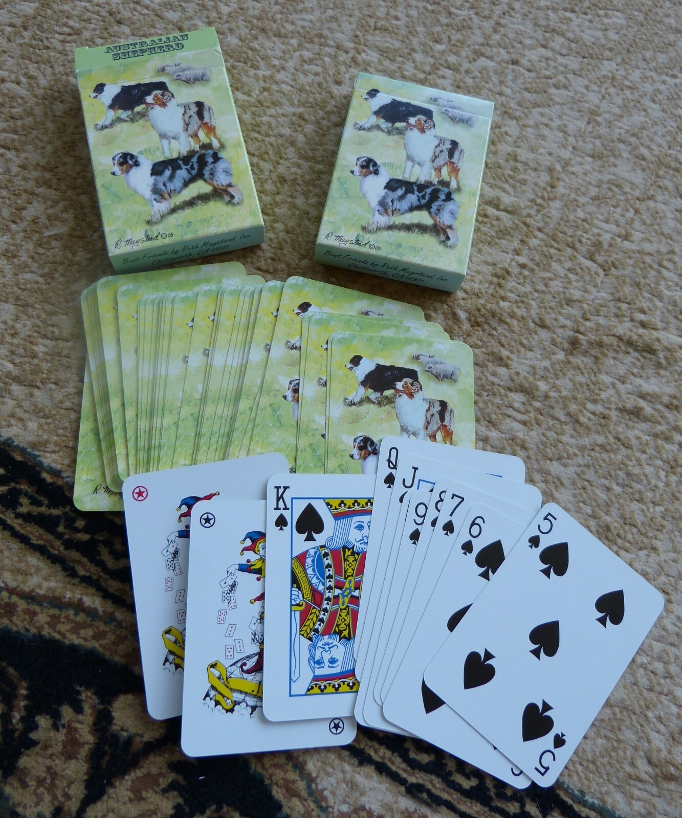 2 DECKS Australian Shepherd Playing Cards Artist Ruth Maystead - Brand NEW