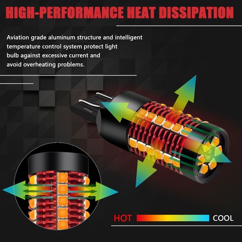 3000K 7440 Amber LED Turn Signal Light Bulbs Anti Hyper Flash Canbus Error Free - Picture 6 of 12