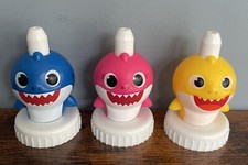 Good 2 Grow Baby Shark Spouts Bottle Toppers 3pc Lot Mommy Daddy Shark