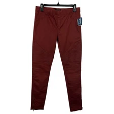 Shinestar Women’s Pull On Pants Sz Large Rust Color NO Pockets 6” Side Leg Zip