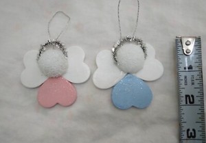Handpainted Angel Heart Christmas Ornaments - lot of 2