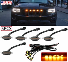 5X Amber Smoked LED Front Grille Grill Running Lights For Ford F150 Raptor Style