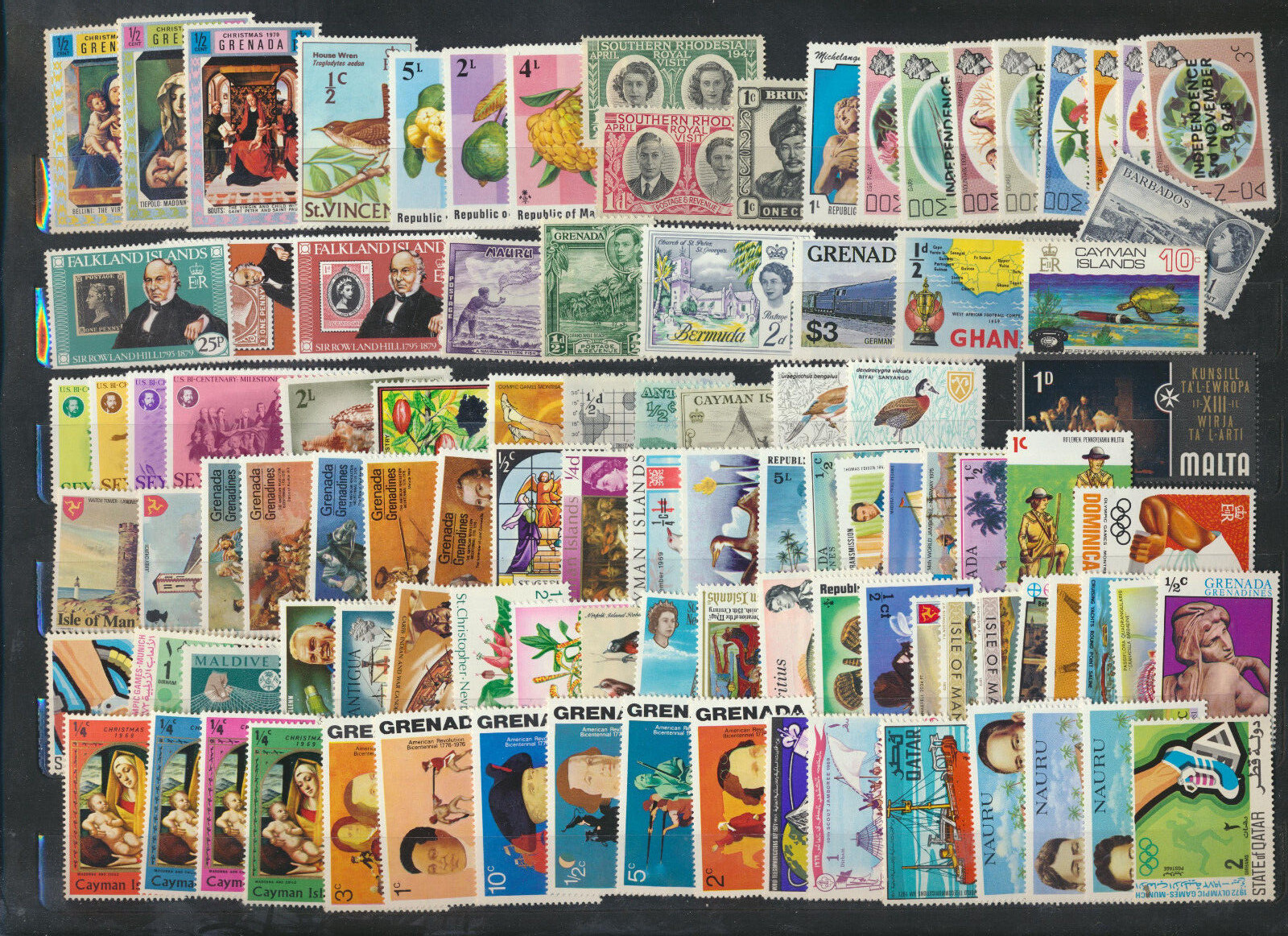 100 Different Mint Never Hinged Large Topical Stamps Mostly British Colonials