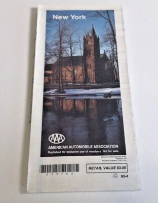 1993 AAA New York State Highway Travel Road Map Fold Out AAA 37'' Opened Clean