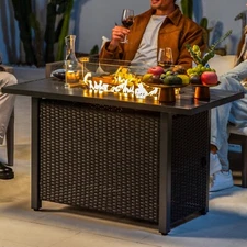Feasto 43 In Gas Fire Pits Table for Patio,Fire Pit Table for Outside, Black