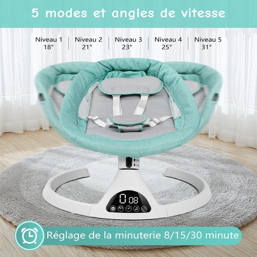 Multifunktion Babywippe Elektrisch Babyschaukel mit Fernbedienung & 5-Punkt-Gurt - Bild 17 von 37