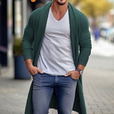Men's Knitted Cardigan Long Sleeve Open Front Casual Solid Color Sweater Outwear