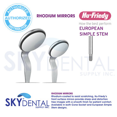 6-pack Hu-Friedy Size #4 #5 HD Simple Stem Socket Double Sided RHODIUM MIRRORS