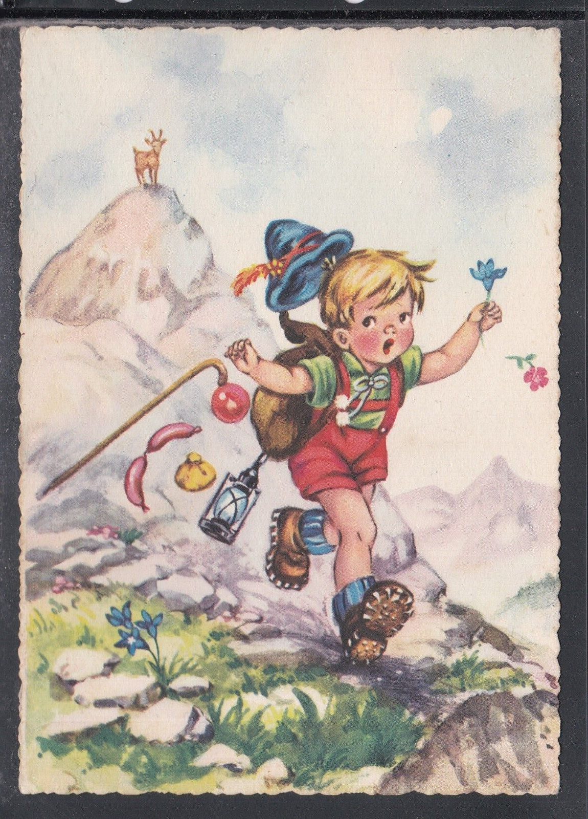 Cartolina Bambino in Montagna Che Scappa ZD1033