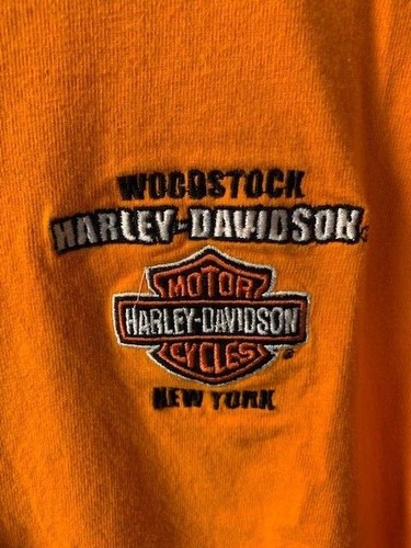 Harley Davidson T-Shirt NY Woodstock New York Orange Adult Small Pre-Owned - Picture 2 of 4