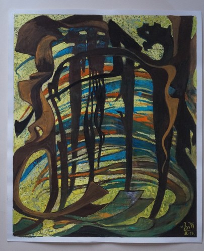 Gouache COMPOSITION Signé G. VON DER LOO - Imagen 2 de 5